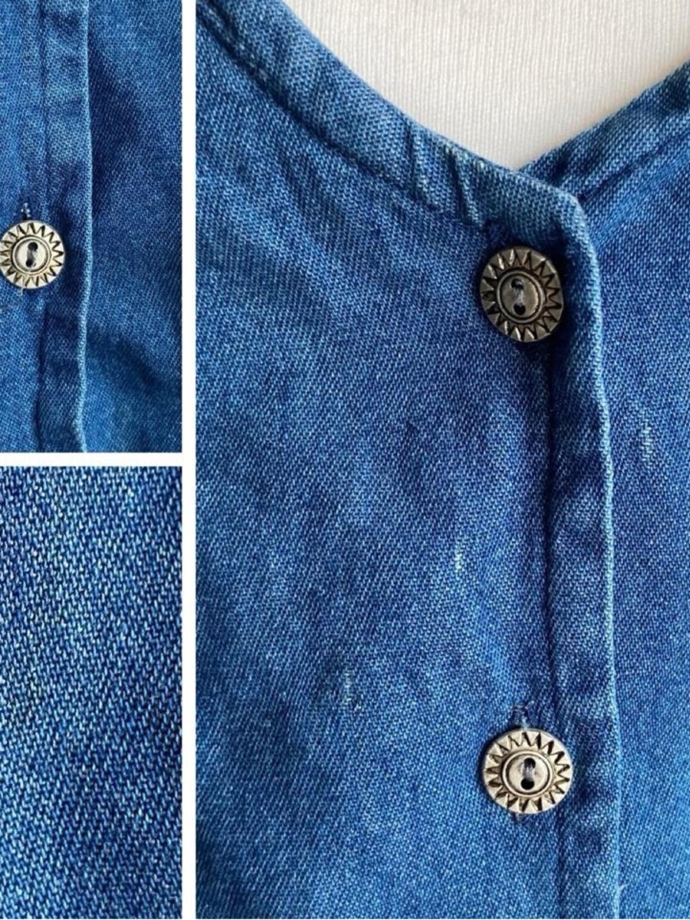 Vintage blue denim embroidered floral vest - Picture 8 of 9